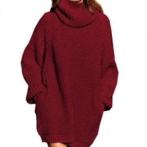 Loose Turtleneck Oversize Long Pullover Sweater Dress♥️